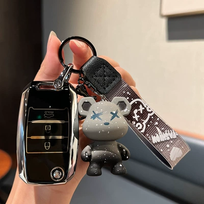 Case Buckle Men's and — Car key bag - kia-b-folding-3-keys-single-shell-black-gray-violent-bear-pendant
