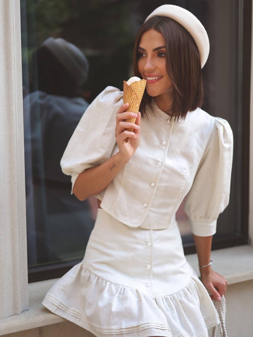 2026 Summer New European And American Women's Fashion Solid Color Short-Sleeve Cotton Top Set With Casual Short Skirt_ecoleips.com