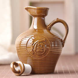仿古空酒壶带把手酒瓶坛子陶瓷土陶家用白酒散装密封古典中式酒馆