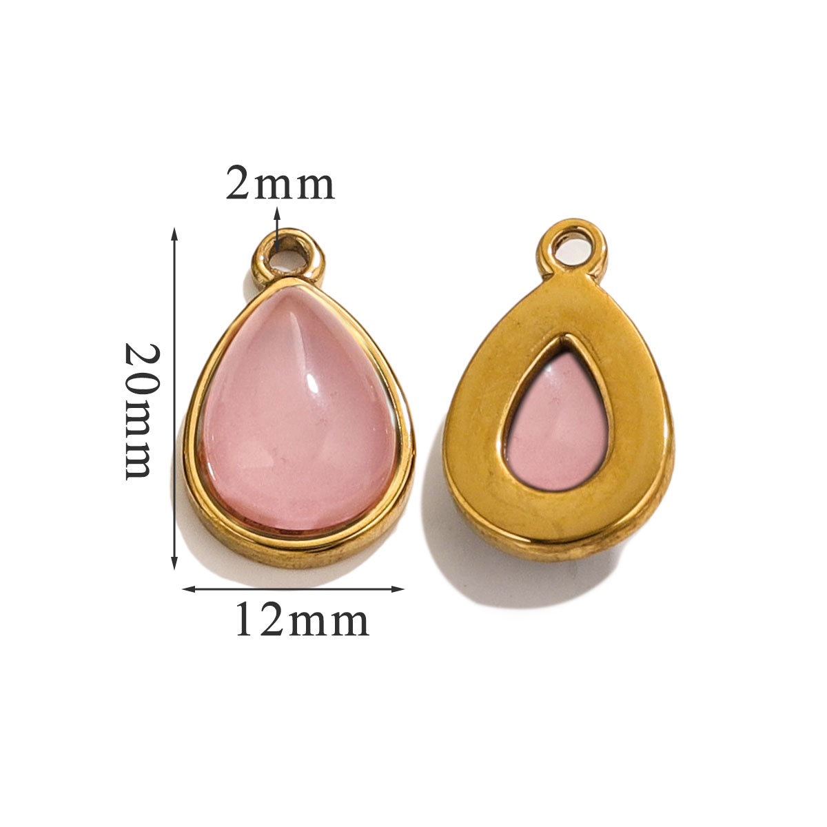 DIY accesorios de joyería gota de acero inoxidable incrustado piedra natural elíptica pequeña colgante pendientes pulseras collares materiales hechos a mano