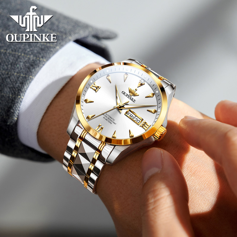 Dropshipping European Brand Fully Automatic Mechanical Men's Watch High-End Men's Watch Dual Calendar Waterproof Men's Watch