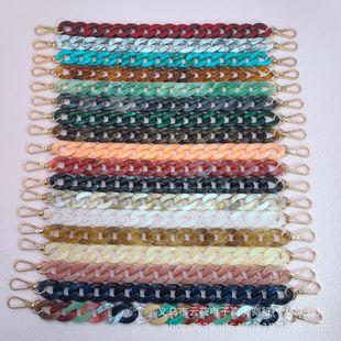 Retro Two-Color Fishbone Acrylic Mobile Phone Chain Resin Chain Contrasting Color Handmade Detachable Chain Bag Chain Pendant Chain