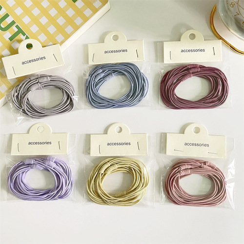 5 pieces and 1 bag of new autumn and winter candy color basic four-in-one high elastic hair ties and hair ropes for girls, simple and versatile hair ropes