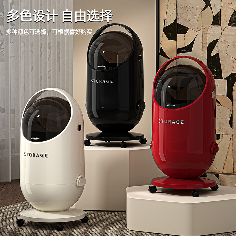 Trash Can for Living Room, Large Capacity, No Bending, High-End Bedroom, Light Luxury, High-End, High-Looking, Wheeled Flip-Top Paper Basket