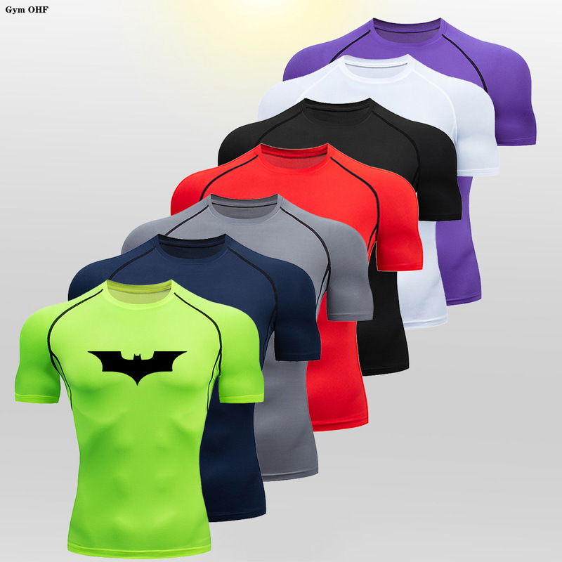 Wide Batman cross-border factory sales men's gym tight T-shirt quick-drying high-elastic sports shirt Wide Batman cross-border factory sales men's gym tight T-shirt quick-drying high-elastic sports shirt