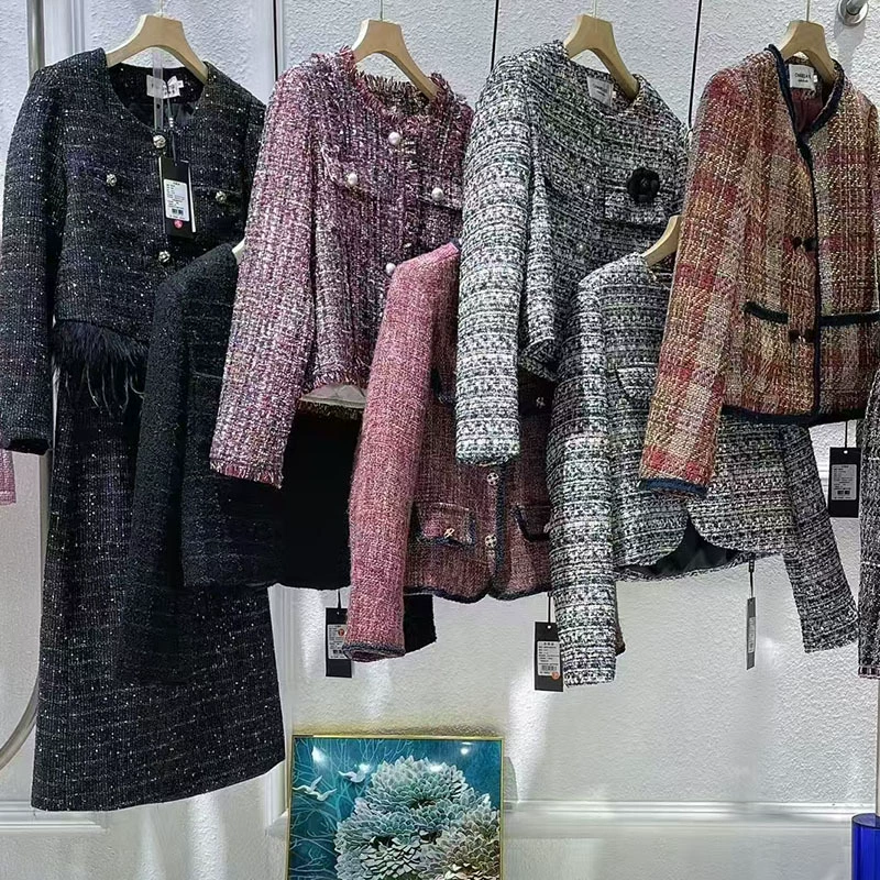 Жакет из твида с пайетками в юго-восточном азиатском стиле, осенне-зимняя новинка, универсальный, элегантный, брендовый, со скидкой.