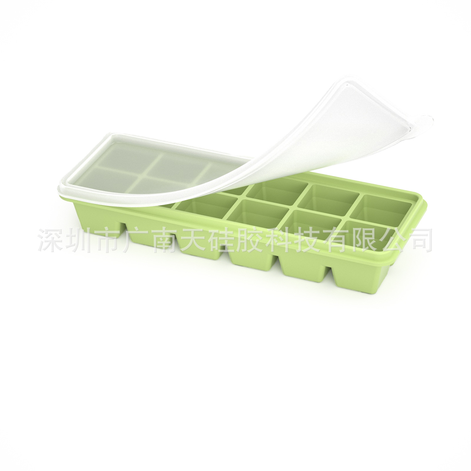 Freezer tray 12 grids bean green-[Platinum thickened organic silicone]