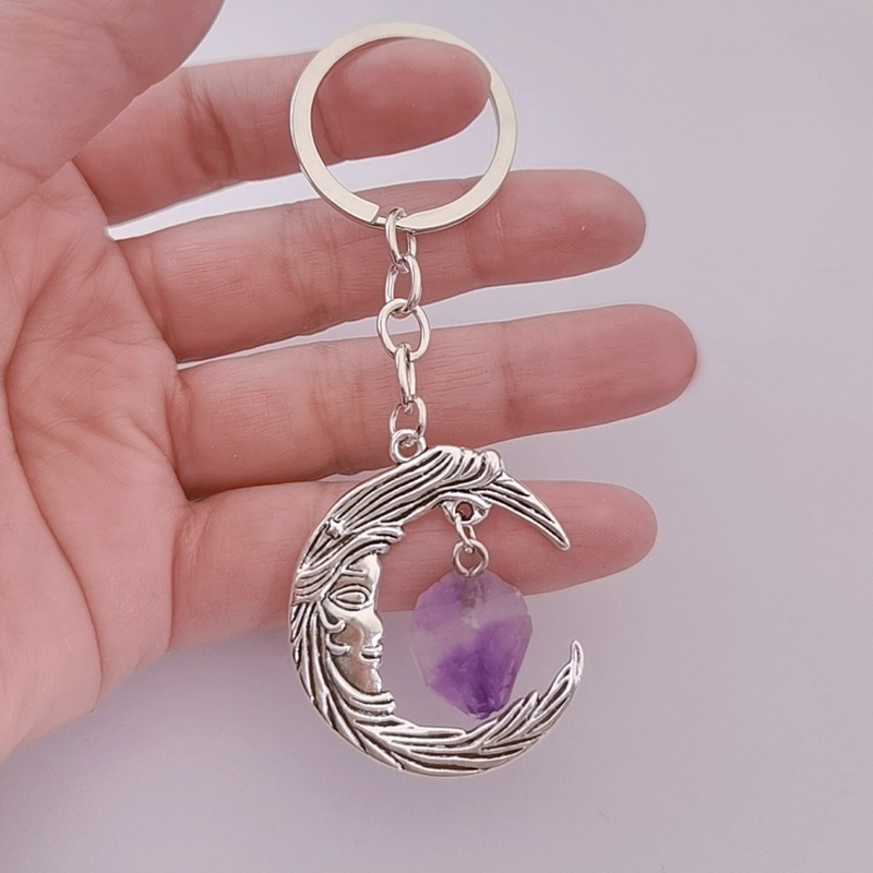 Cartoon Style Moon Alloy Crystal Plating Keychain display picture 2