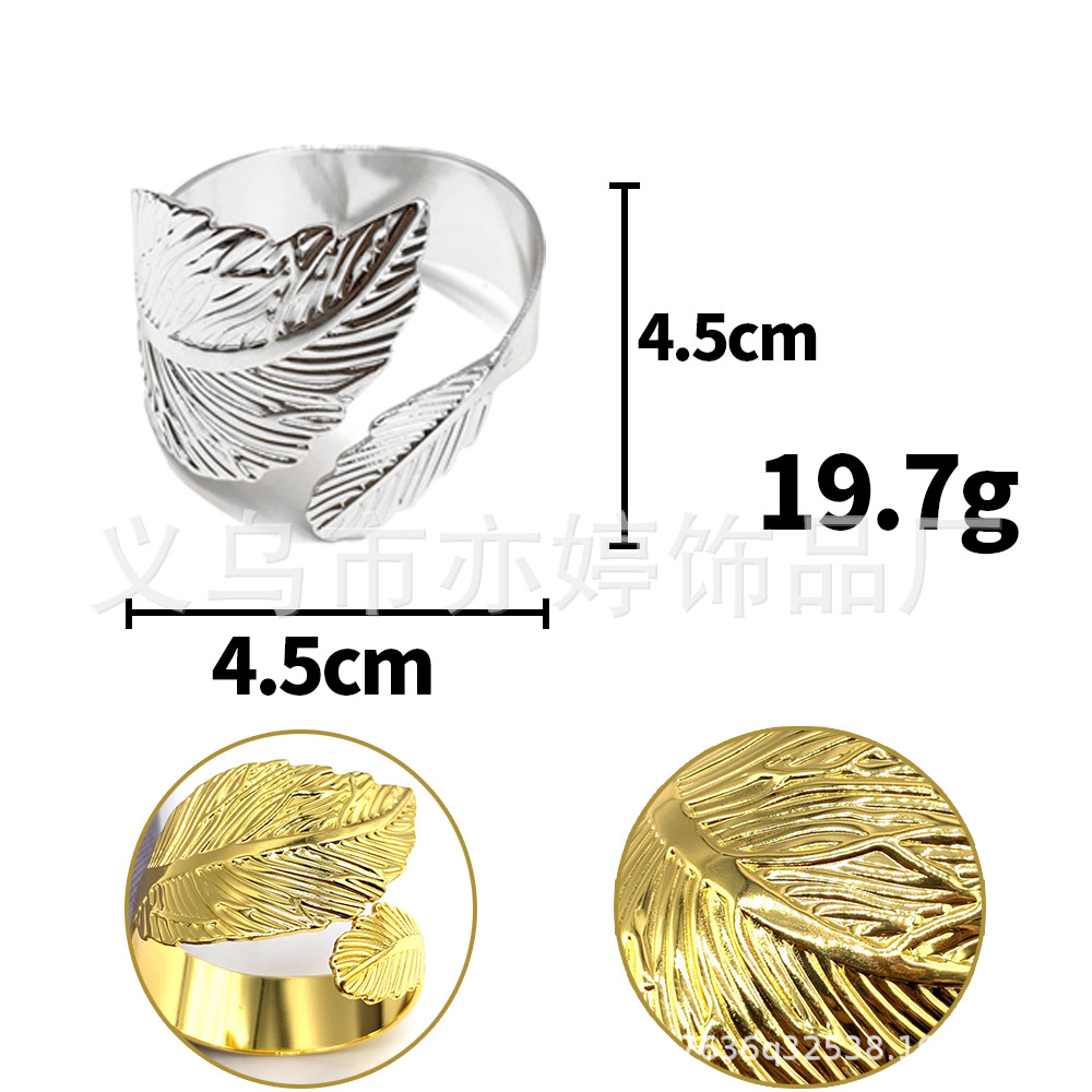 Cruz-frontera Venta caliente hojas de metal galvanoplastia servilleta anillo partido Mesa swing placa servilleta hebilla de metal servilleta