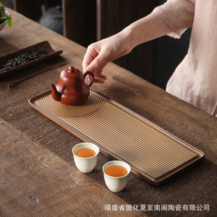 Dry landscape tea tray modern simple ceramic dry bubble table storage row double stoneware small drain tray wholesale tea set