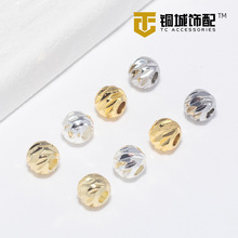 保色金珠14k包金横切花珠圆珠diy手工串手链项链饰品首饰隔珠散珠