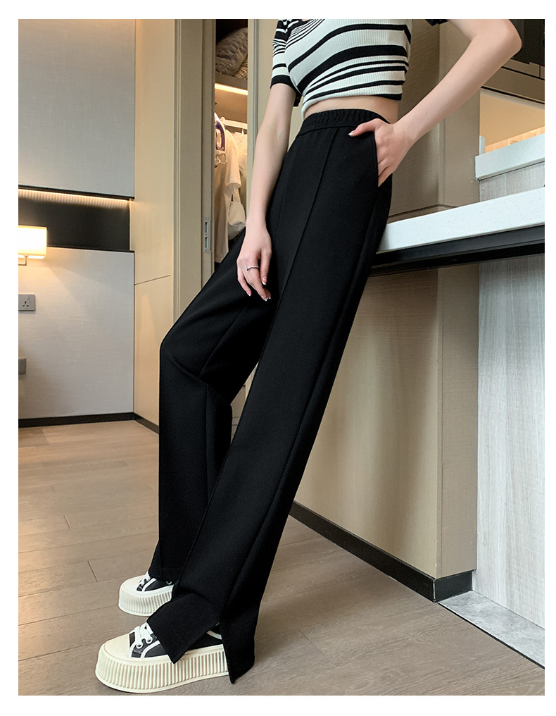 Slit narrow air cotton wide-leg pants for women, 2023 new high-waisted drape floor-length pants, slimming straight casual pants pic 26