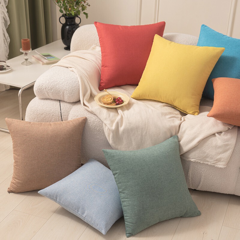 Double-sided Plain Simple Office Pillow Square Pillow Case Without Core Waist Pillow Living Room Cushion Pillow Cushion Sofa