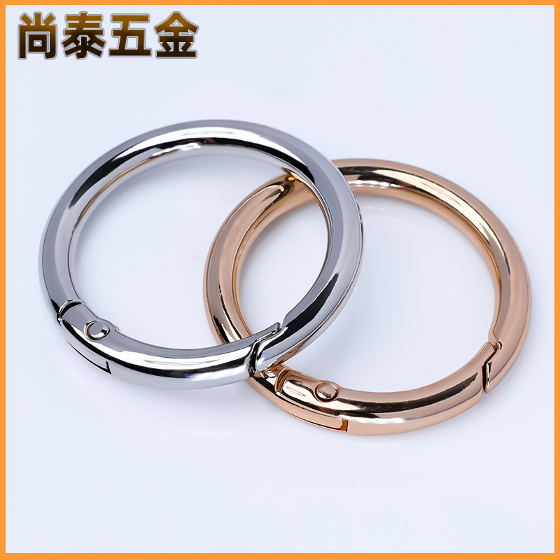 Factory Direct Sales Zinc Alloy Spring Ring Jewelry Open Ring Keychain Ring Luggage Pendant Spring Buckle Metal Ring
