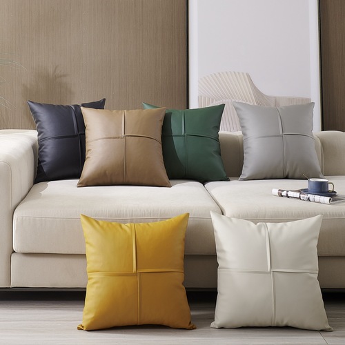 Modern simple light luxury style pu leather stitching cross pattern pillow cover sofa cushion imitation leather car cushion