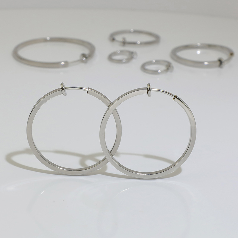 South Korea trendy earless ear clip large circle spring ear clip cross-border hip hop men's earrings ear buckle ear bone clip