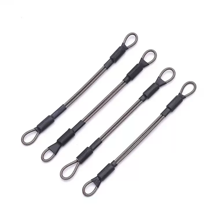 厂家直供 不锈钢包胶双股钢丝绳 安全帽防盗挂绳拉绳钢芯防坠绳