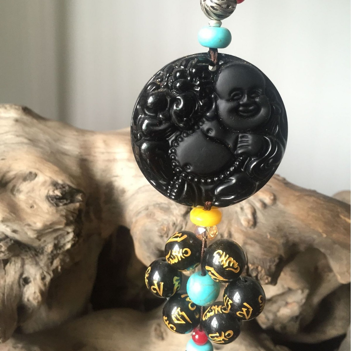 厂家自产自销    黑曜石七星弥勒佛挂饰 摆件汽车用品