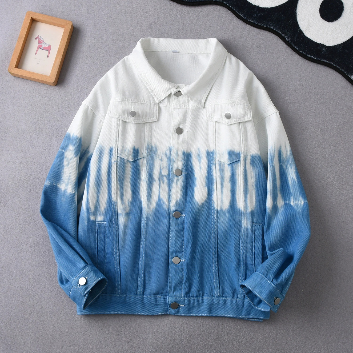 Yunnan Ancient Tie-Dye Long-Sleeved Autumn and Winter New Denim Jacket Men's Korean Style Casual Street Denim Jacket