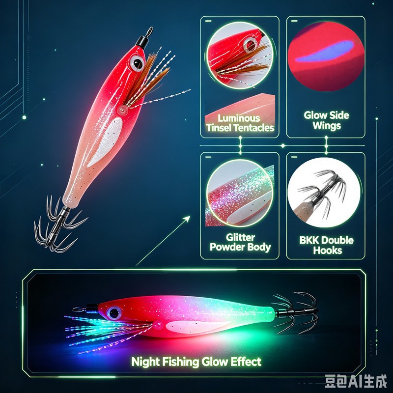 Señuelo de Calamar de Madera 6g 8cm Luminoso para Pesca image 6