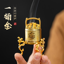 跨境爆款一桶金香炉小祥云香薰香炉合金家用支架矿石奇石工艺摆件