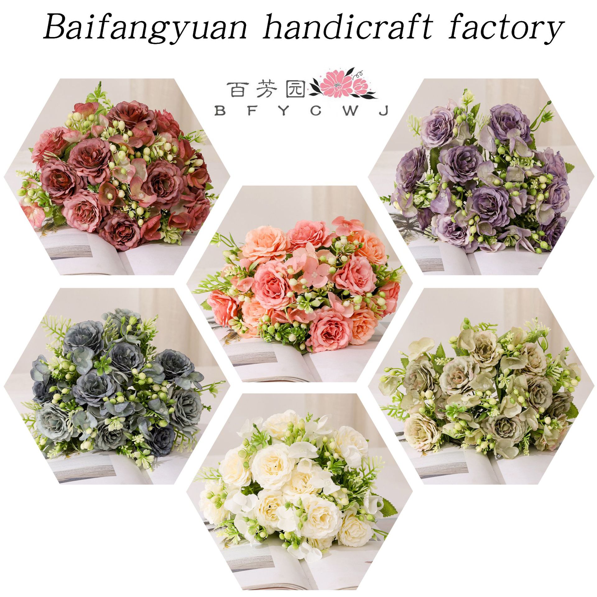 Flores artificiales, ramo decorativo, flores de plástico, rafia, peonía, rosa, arreglo floral, ramo individual, flores secas artificiales, decoración para sala de estar