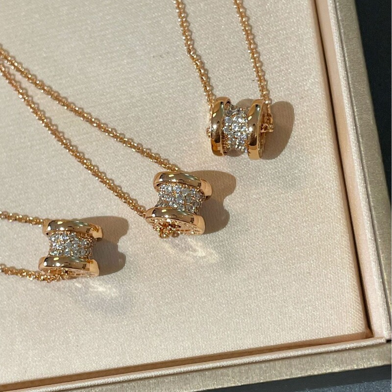 925 Sterling Silver High Version Small Waist Diamond Rose Gold Necklace Cnc Carved Buckle Pendant Clavicle Chain Dropshipping