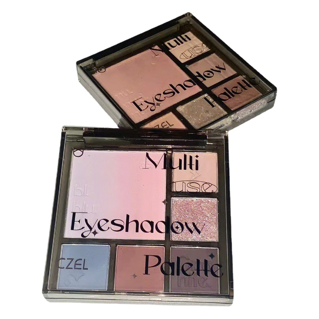 CZEL new style multi-functional eye shadow plate blush high-gloss color all-in-one plate blue not easy to fly powder