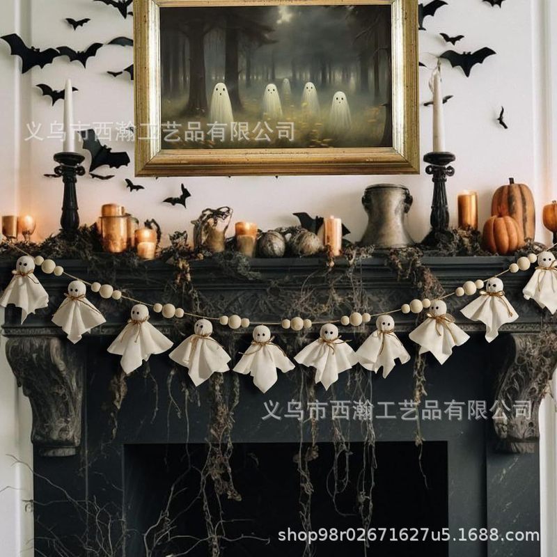 新しいハロウィンコウモリタグクリエイティブ木製ビーズ麻ロープビーズ DIY ホーム壁掛け人形ペンダント|undefined