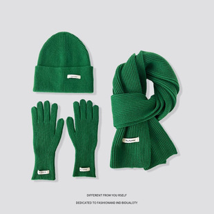 Amazon European and American Winter Warm Woolen Hat, Scarf and Gloves Three-Piece Suit, Windproof Adult Knitted Versatile