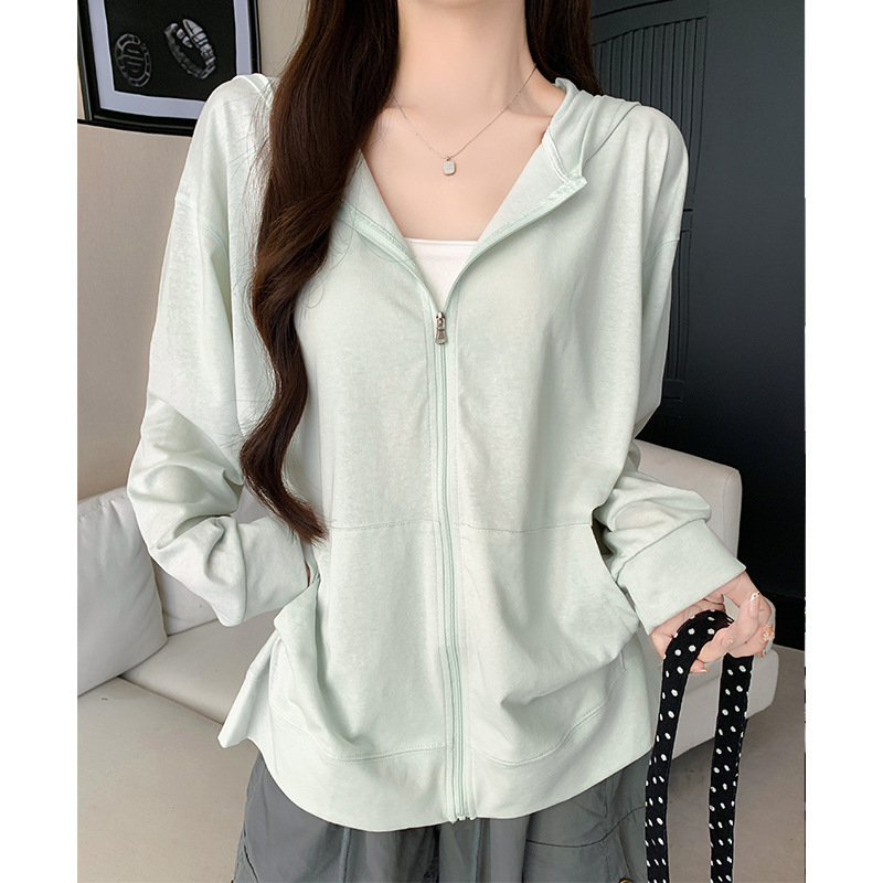 K2697 Pocket Zipper Hooded Cardigan Jacket for Women, Spring/Summer, Loose Fit, Breathable, Lightweight, Anti-Scratch Top K2697 Pocket Zipper Hooded Cardigan Jacket for Women, Spring/Summer, Loose Fit, Breathable, Lightweight, Anti-Scratch Top