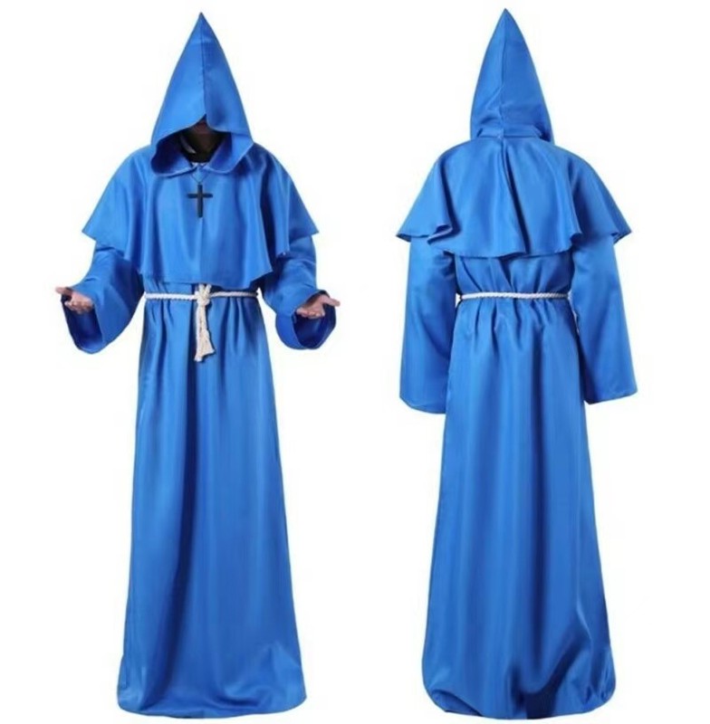 僧侶、修道士のローブ、魔術師、司祭の衣装、教皇、神父のコスプレ、男性用ハロウィン衣装、マントセット、子供用パフォーマンス衣装|undefined