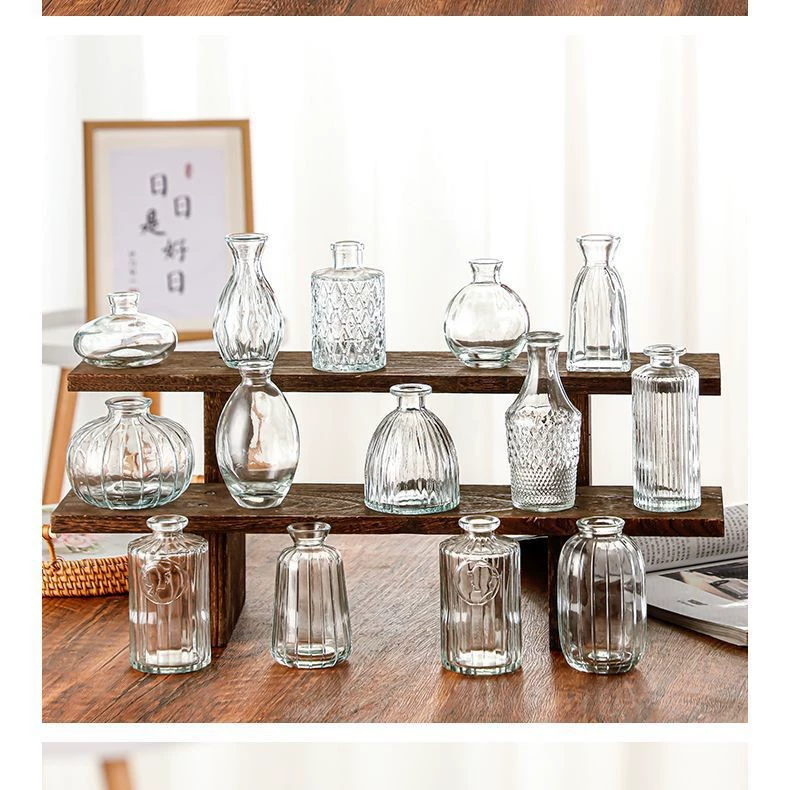 Французская ретро-рельефная маленькая ваза в интерьере украшения ароматерапия гостиная ваза ins ветер прозрачная стеклянная ваза высокая