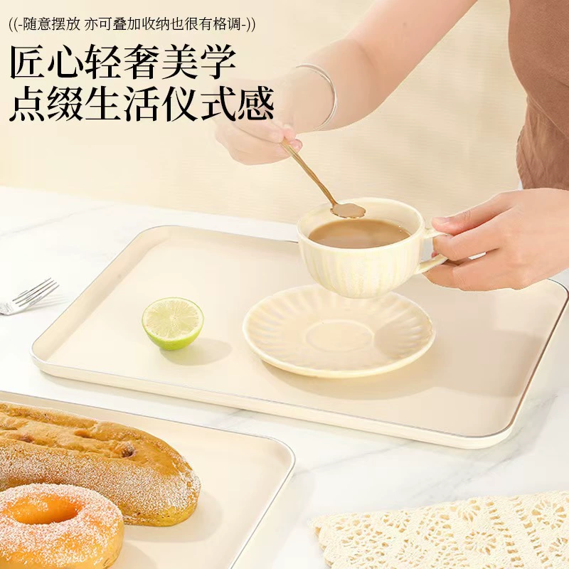 Rectangular fruit dinner plate for home use, plastic tea cup with glass, coffee table, Nordic style