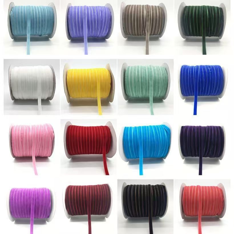 10mm de ancho de 200 yardas de cinta de terciopelo de color unilateral cinta de terciopelo cinta de fibrillo cinta DIY accesorios cinta de tela de terciopelo