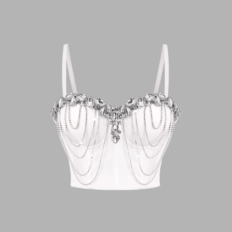 Lu Qiuguo Vest Sling Brilliant Diamond Tassel Chain Slim Fishbone Sling Detaching Chest Pad Push-up Bra DB1459 Lu Qiuguo Vest Sling Brilliant Diamond Tassel Chain Slim Fishbone Sling Detaching Chest Pad Push-up Bra DB1459