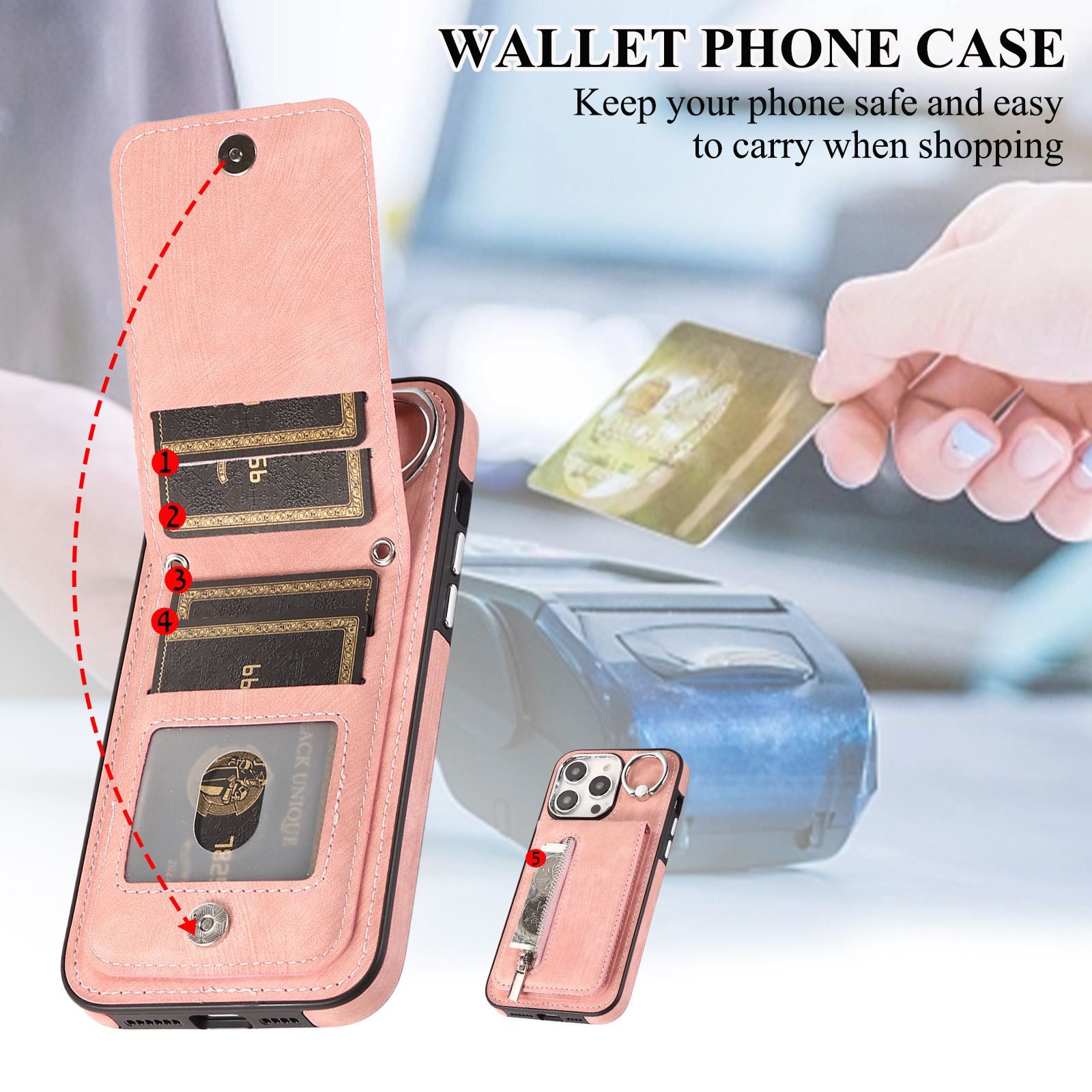 Coque téléphone avec anneau de support et fermeture éclair iphone_voghion.com