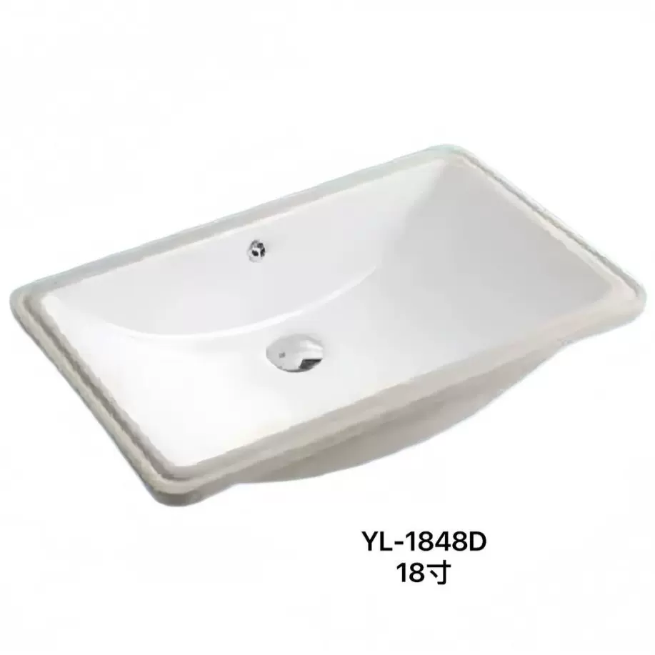 YL1848D卫浴18寸方形洗手盆外贸嵌入式陶瓷洗面盆酒店阳台洗手盆