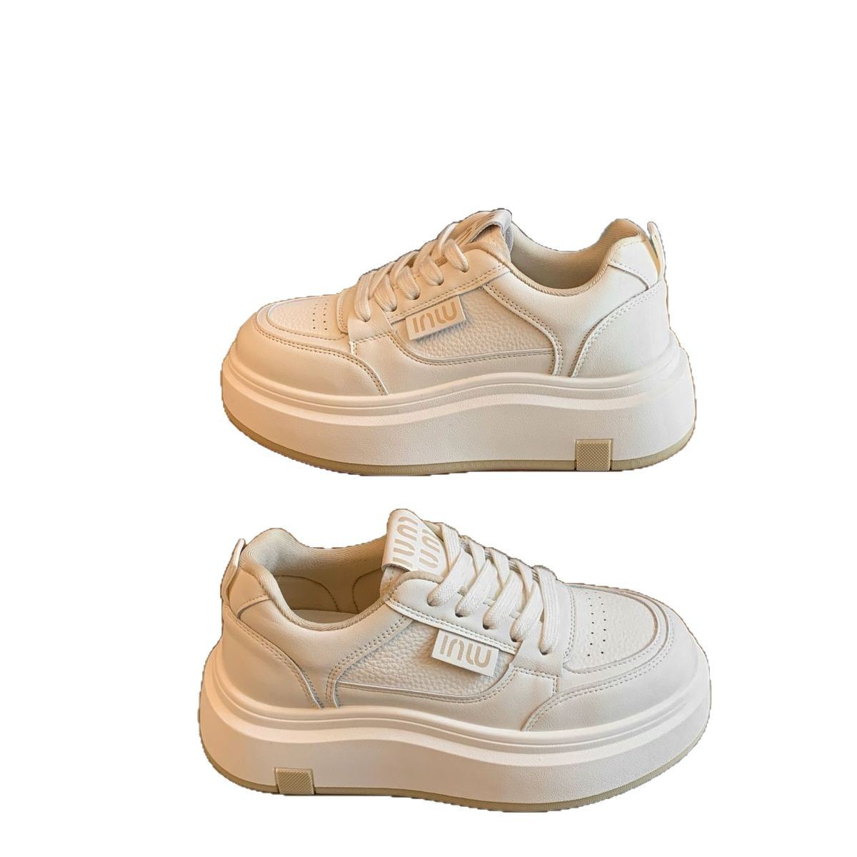 2025 zapatos blancos de primavera nuevos zapatos coreanos para estudiantes de suela gruesa de moda zapatos deportivos casuales para mujeres