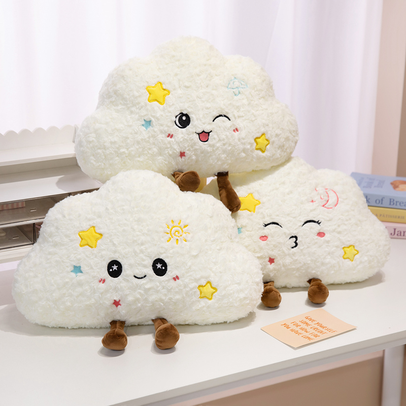 Cojín de Peluche con Forma de Nube de Franela, Decorativo para Sofá Infantil
