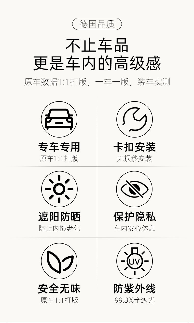 Car Sunshade Curtain, Sun Protection, Heat Insulation, Light-Blocking Panel, Side Window Curtain, Glass Car Window Privacy Curtain, In-Car Track-Style