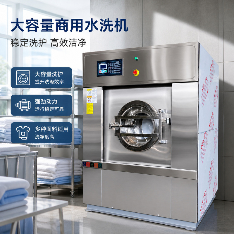 Industrial washing machines for hotels, hospitals, schools, and other establishments; large commercial washing machines for laundry rooms and washing equipment Industrial washing machines for hotels, hospitals, schools, and other establishments; large commercial washing machines for laundry rooms and washing equipment