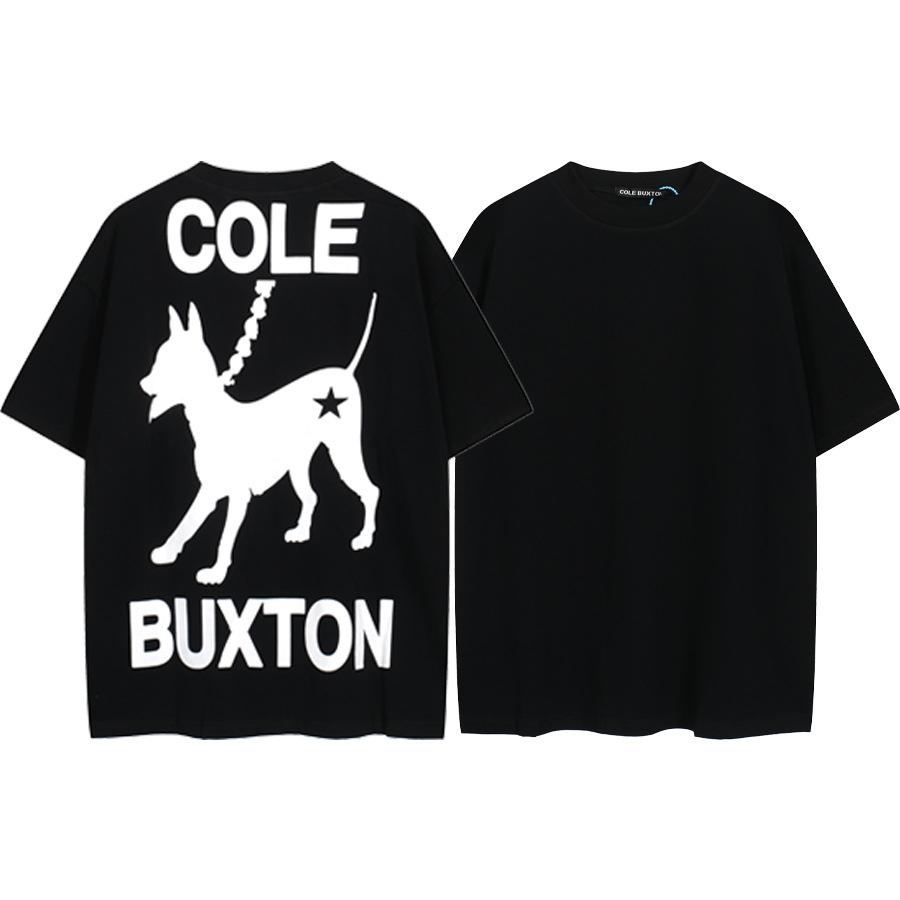 Versión alta Cole Buxton London Limited Silver Pink Letter Lema Impreso Hombre suelto Casual Camiseta de manga corta