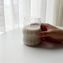 云朵杯咖啡玻璃杯子带吸管高硼硅果汁杯螺纹杯胖嘟嘟冷饮杯奶茶杯
