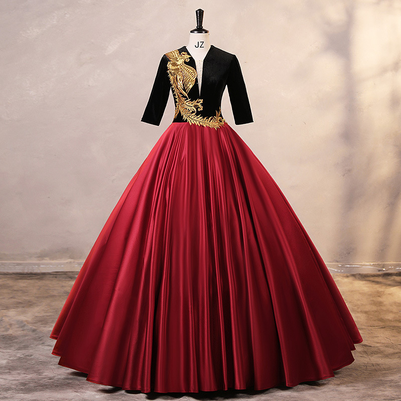 Red ethnic evening dress
