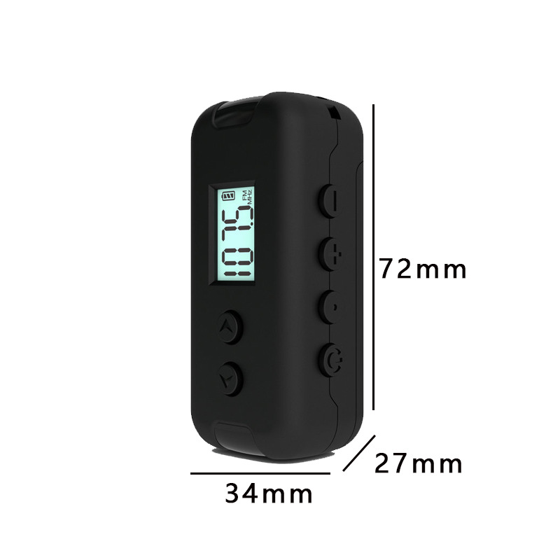 Mini radio de bolsillo FM FM adopta LCD LCD de alta definición, pantalla LCD, punto de frecuencia, tiempo, batería, receptor DSP