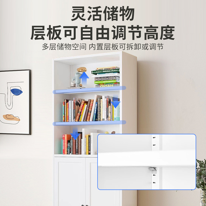 Dust-proof glass door display cabinet living room storage cabinet children's picture book storage cabinet new steel household bookshelf