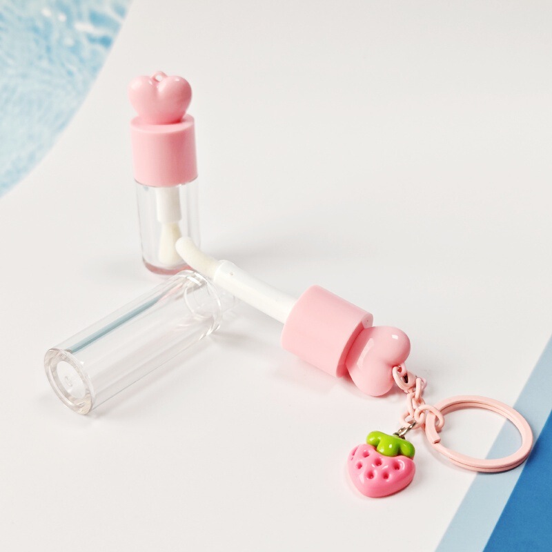 现货2.5ml/4ml/5ml/6ml粉色唇彩管爱心头带挂件唇釉瓶液体腮红管|undefined