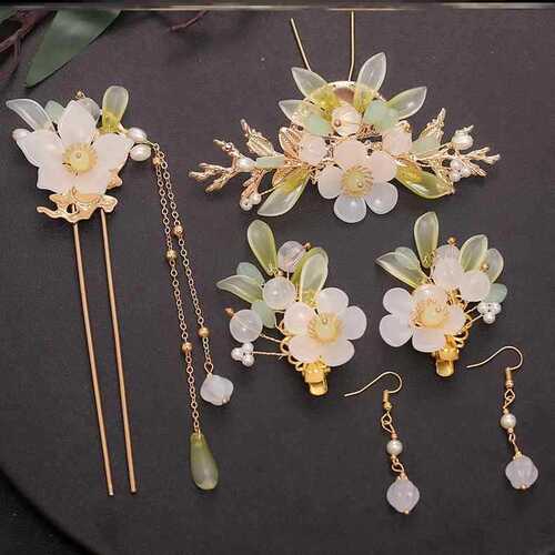 New Hanfu headdress with tassels, a full set of ancient style hairpins, Chinese style classical simple hair accessories, super fairy ancient costume step hairpins