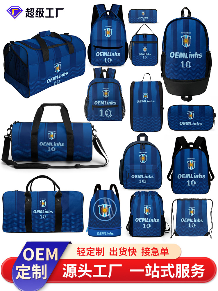 Juego completo de bolsa deportiva, bolsillo con cordón personalizado, bandolera, bolsa de equipaje, bolsa de natación de fitness, bolsa de zapatos de fútbol al por mayor
